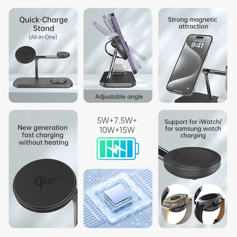 Qi2 3-in-1 Ladestation für iPhone, Watch & AirPods