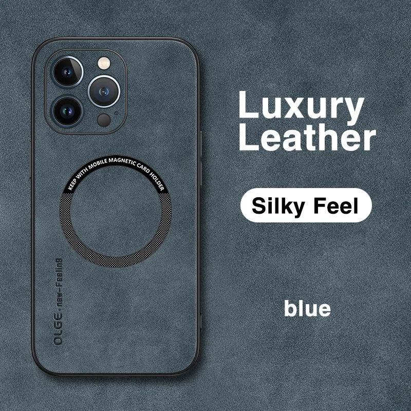 Magsafe Luxus Leder Stoßfeste Hülle für iPhone 11–16 Pro Max
