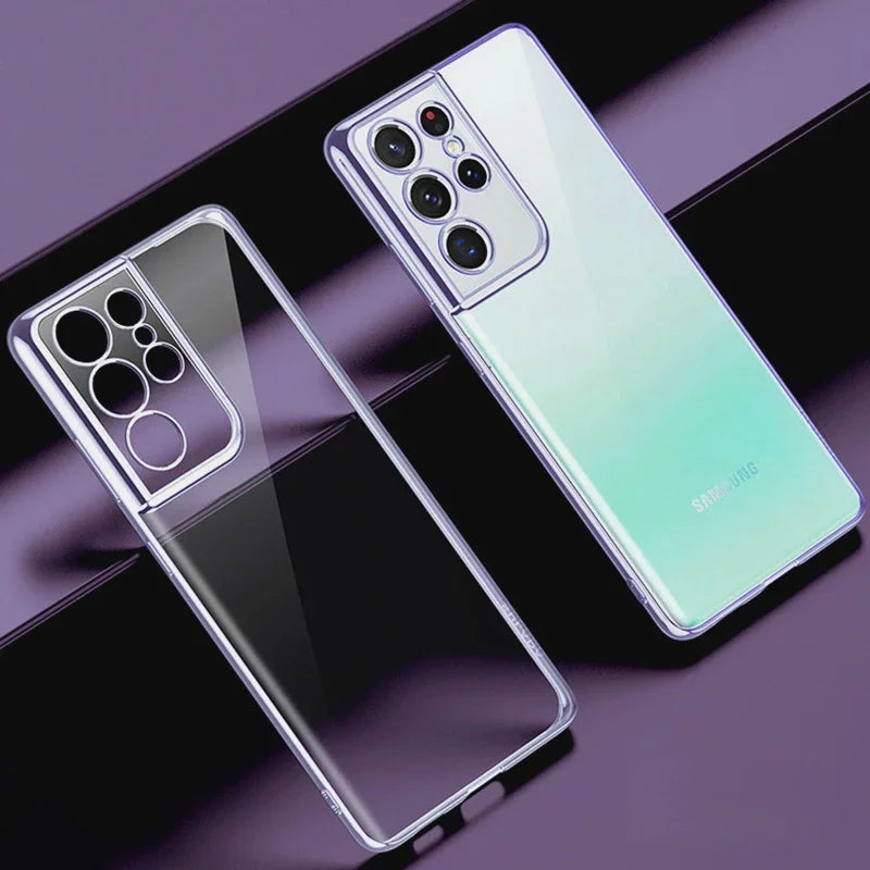 Klare Handyhülle mit glänzendem Rahmen für Samsung