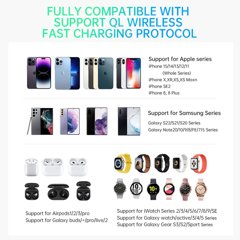 Qi2 3-in-1 Ladestation für iPhone, Watch & AirPods