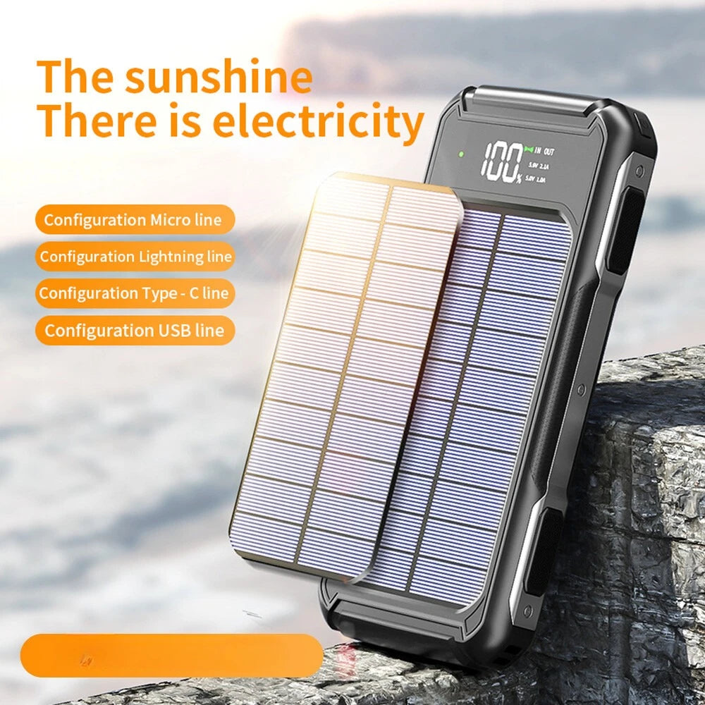 Solar Power Bank 20000mAh 4-port USB Charger