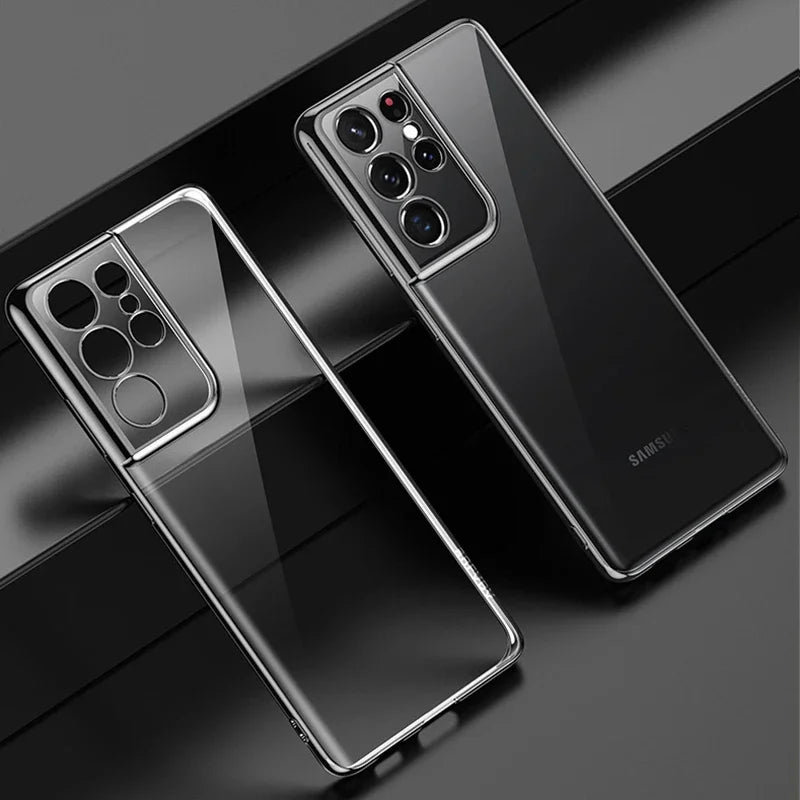 Klare Handyhülle mit glänzendem Rahmen für Samsung