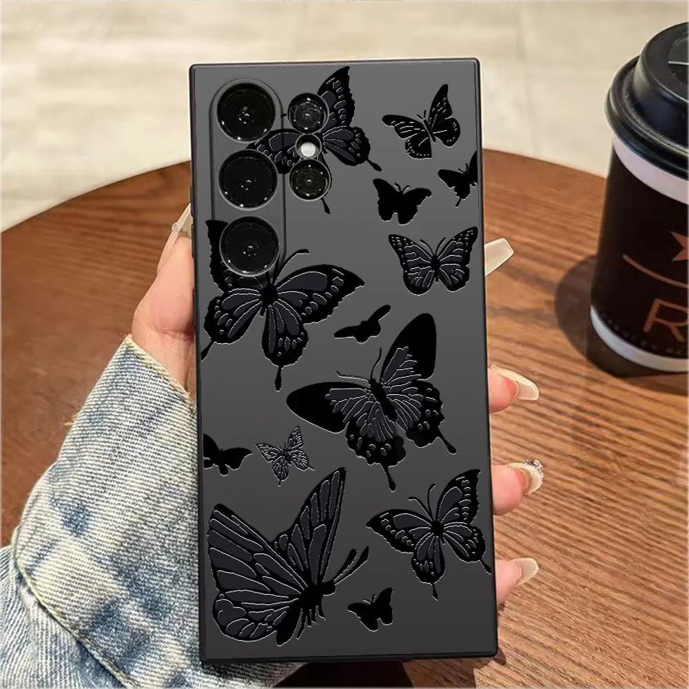 Schmetterling Hülle Schwarz für Samsung Galaxy