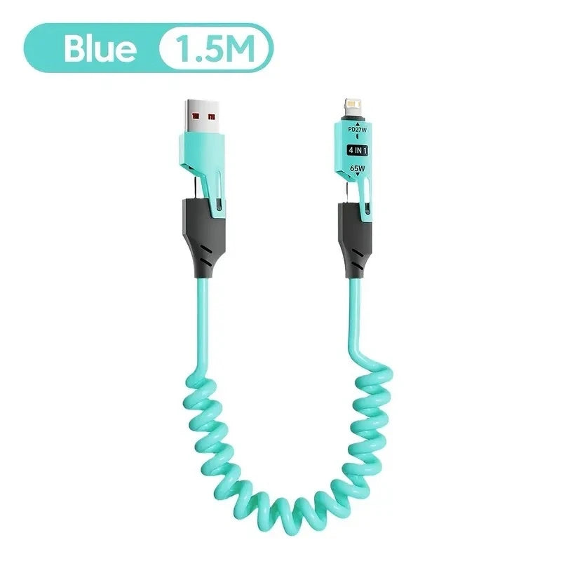 4-in-1 65W USB Schnellladekabel Feder