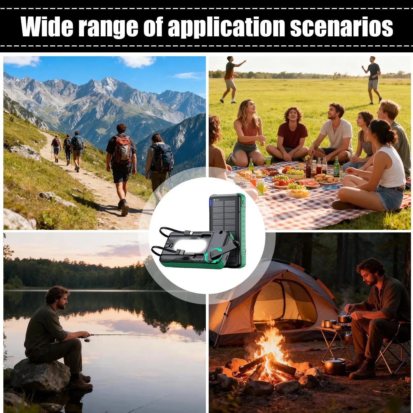 Solar Power Bank with Flashlight &amp; Hand Crank