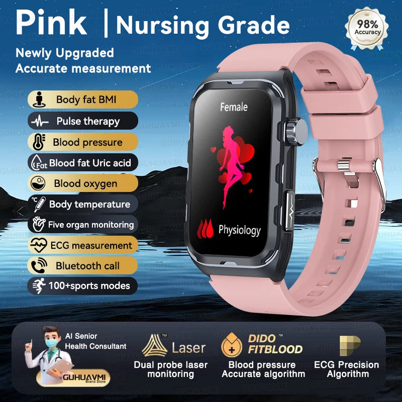 2025 Pflege Smartwatch mit EKG PPG Blutwerte