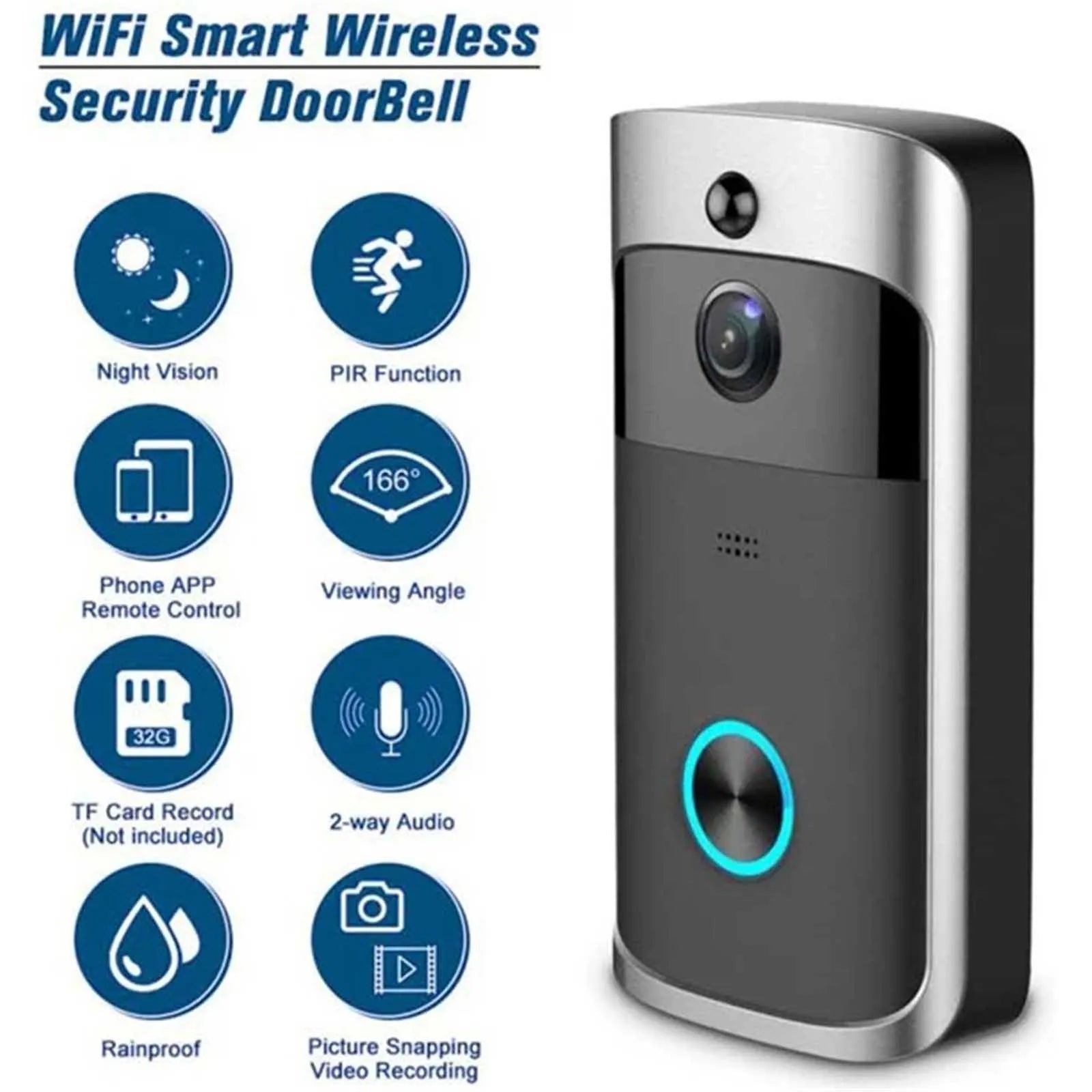 Wireless WiFi doorbell with camera &amp; 720P HD video