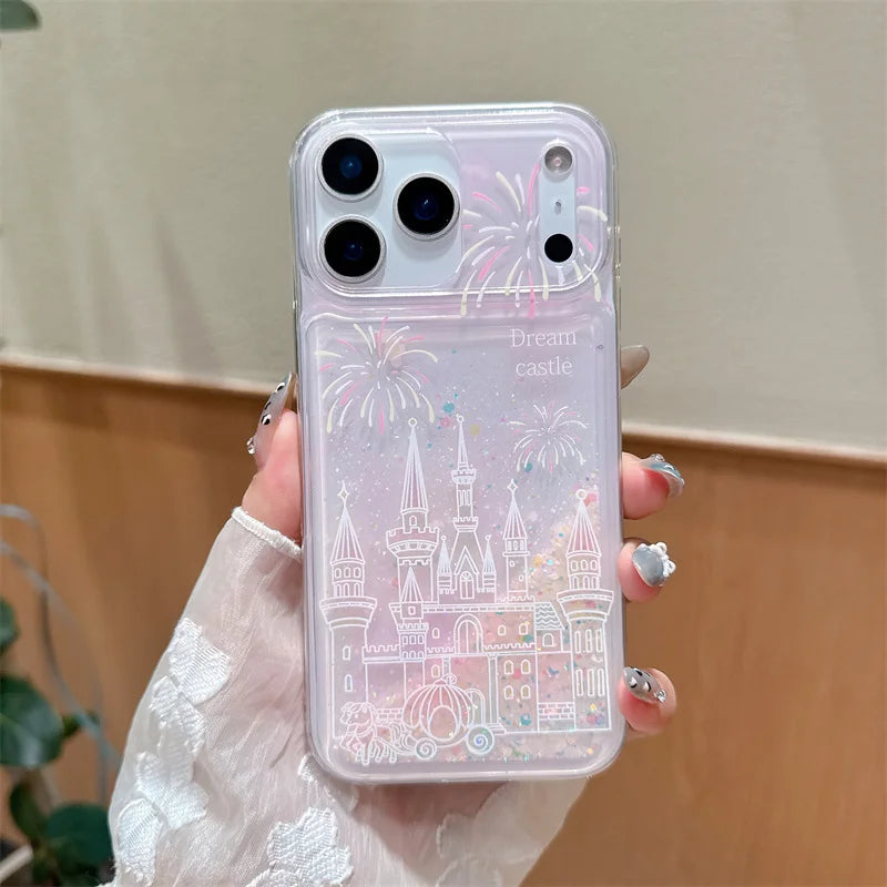 Glitzer Schloss Hülle für iPhone 17 mit Flüssigkeit