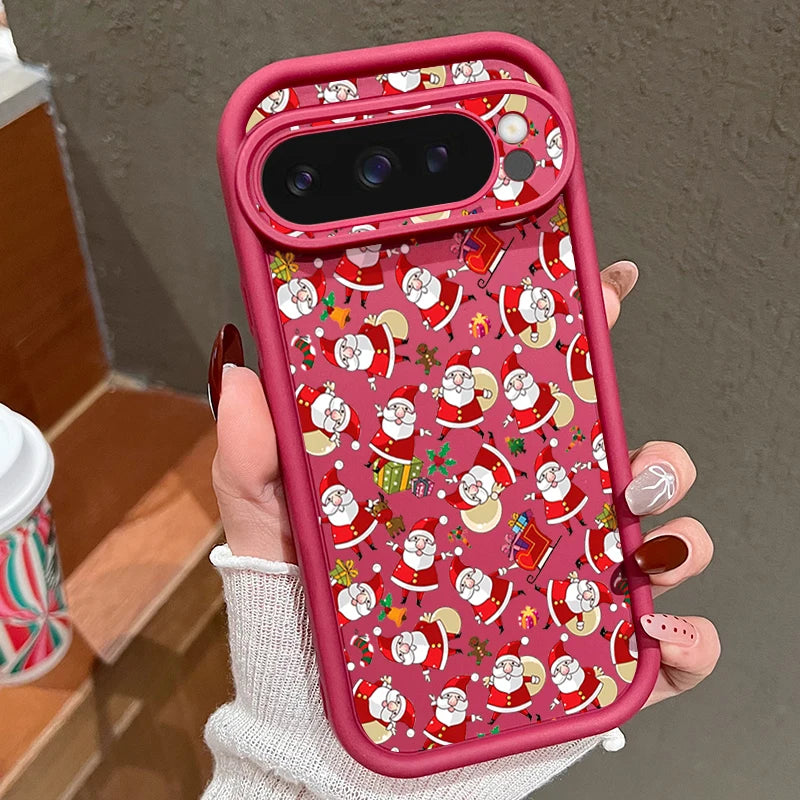 Soft TPU Christmas case for Google Pixel 7, 8 and 9 series, shockproof, flexible, perfect fit with deer motif, non-slip silicone case