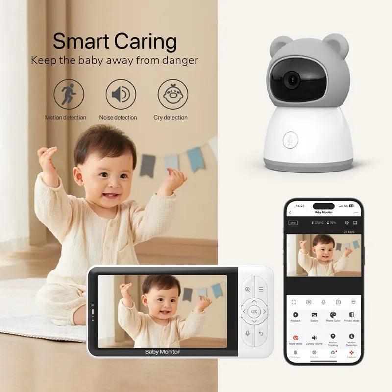 1080P Babyphone mit 5 Zoll Display und Temperatur