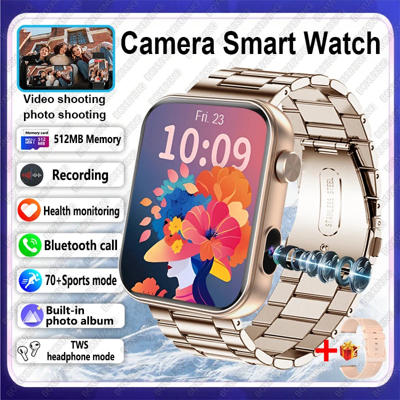 Smartwatch 2025 mit Kamera, Fitness & Anruf-Funktion