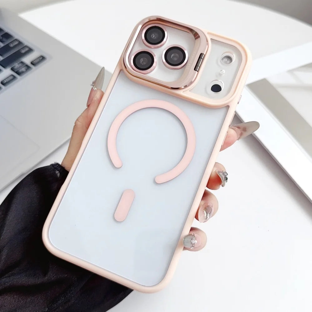 MagSafe Hülle für iPhone 17 Pro Max – Unsichtbarer Ständer, Kameraobjektivschutz, Transparent