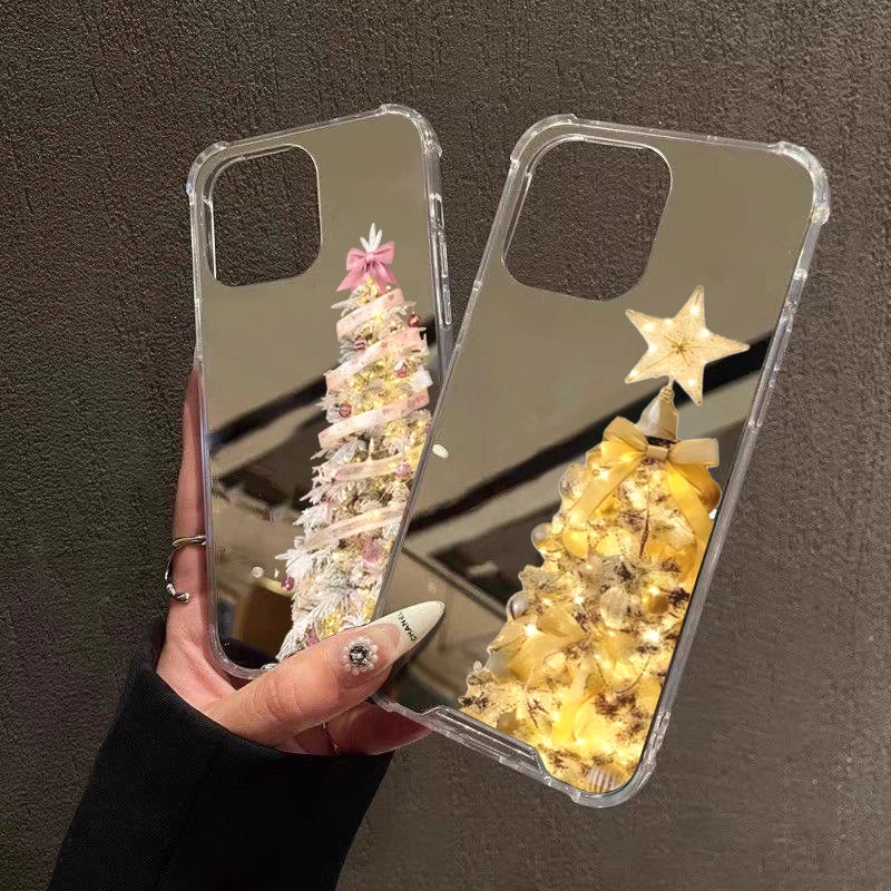 Weihnachtsbaum Muster Spiegel Hülle für Samsung S25