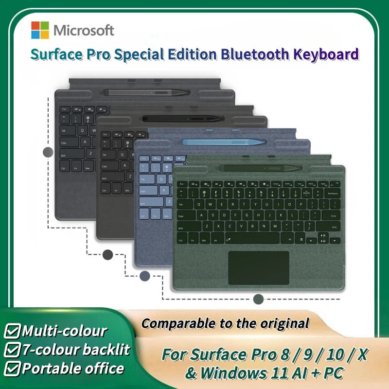 Surface Pro Tastatur 2025 mit Touchpad & Beleuchtung