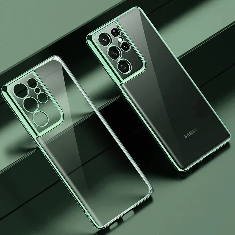 Klare Handyhülle mit glänzendem Rahmen für Samsung