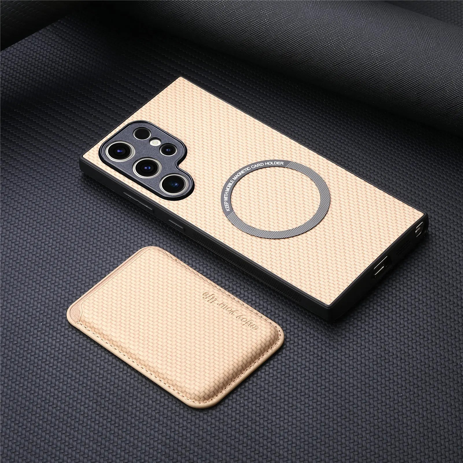 Carbon PU Lederhülle Magsafe für Samsung Galaxy