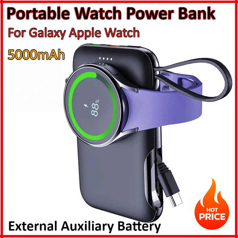 Kabelloses 5000 mAh Uhren-Powerbank
