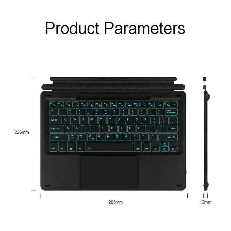 Bluetooth-Tastatur mit Touchpad für Surface Pro 8–11