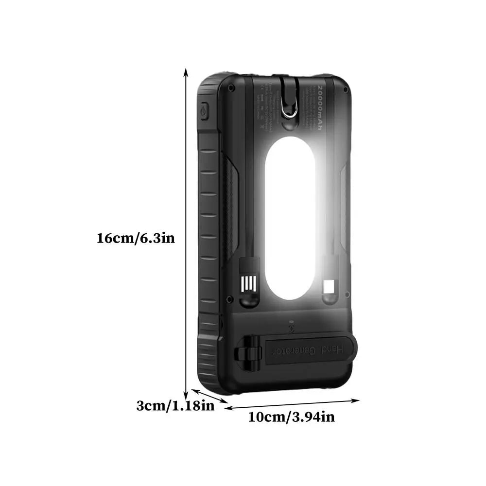 Solar Power Bank with Flashlight &amp; Hand Crank