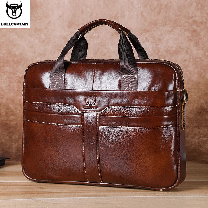 BULLCAPTAIN Herren Leder Laptoptasche