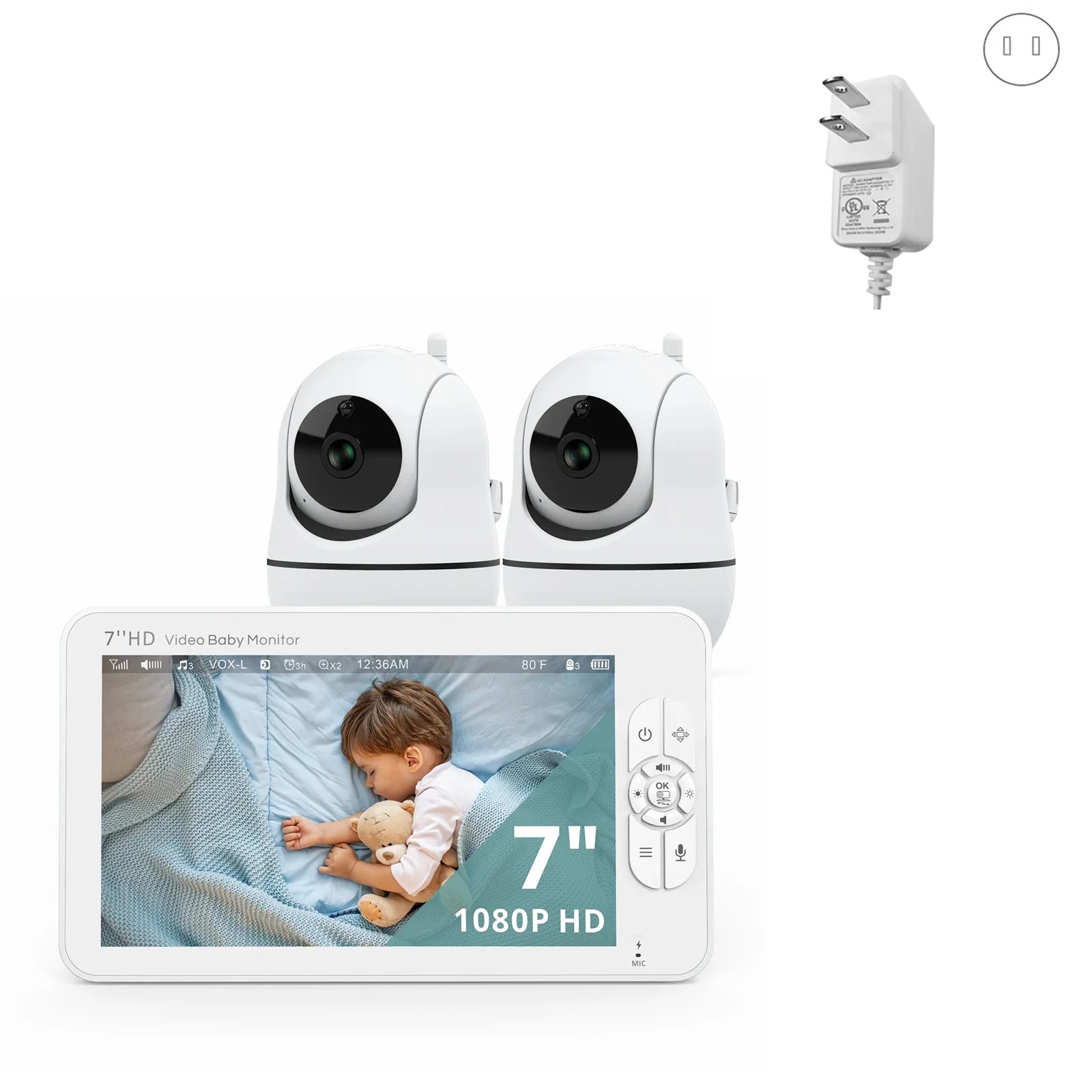 7 Zoll HD Babyphone Split Screen mit Fernsteuerung