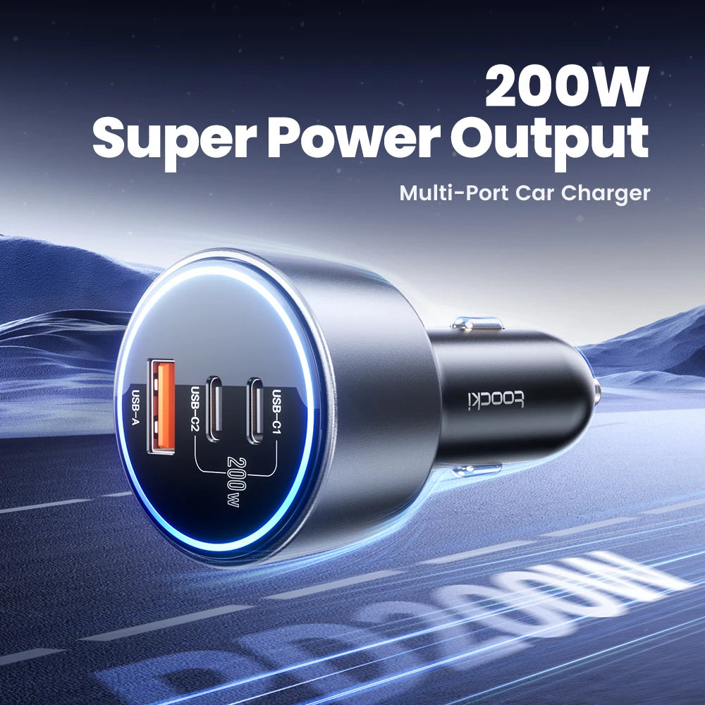 200W Auto Ladegerät USB Typ C Schnellladung