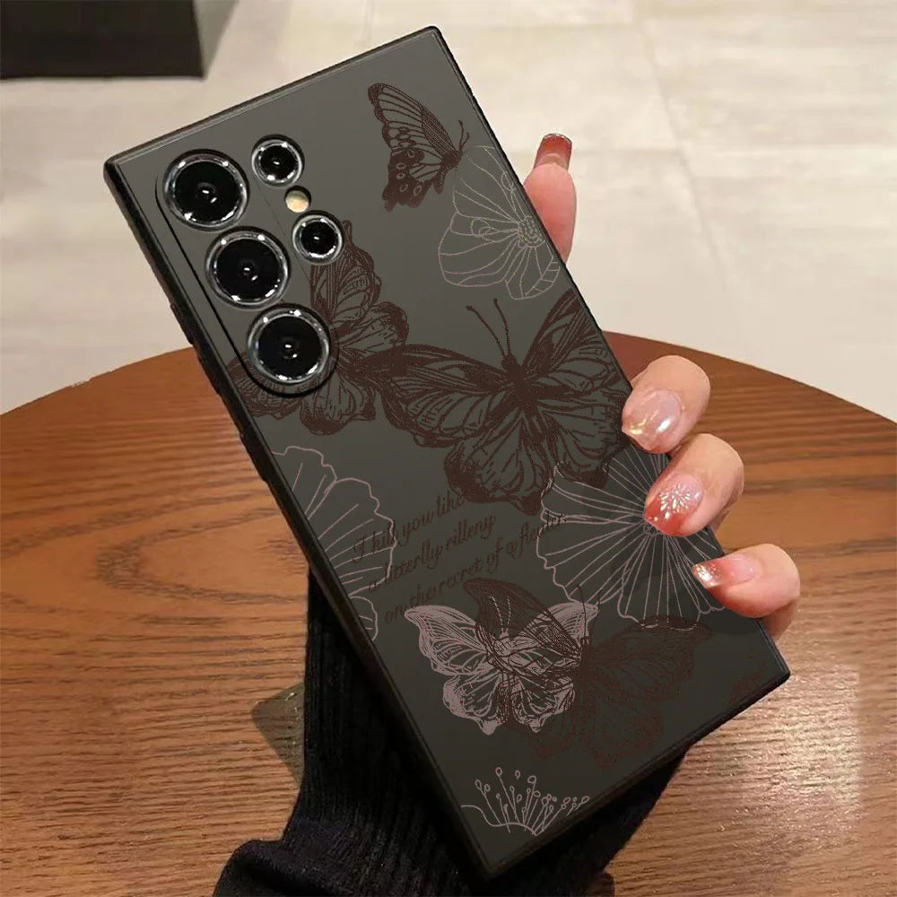 Schmetterling Hülle Schwarz für Samsung Galaxy