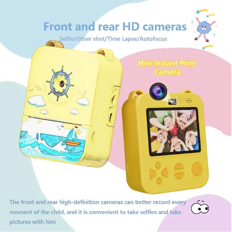 Kinder‑Sofortdruckkamera 1080P HD Einhorn Rosa