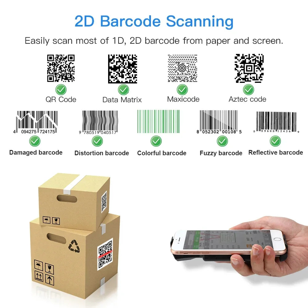 Portable 2D barcode scanner with USB &amp; Bluetooth