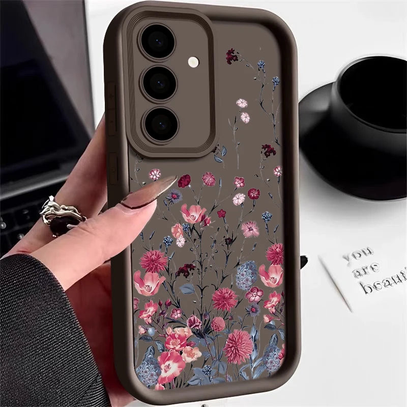 Elegante rote Blumenhülle für Samsung Galaxy & A-Serie