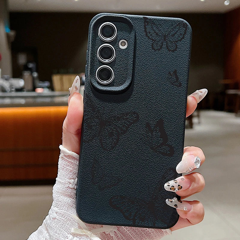 Elegante Schmetterlingshülle mit Leder-Optik für Samsung