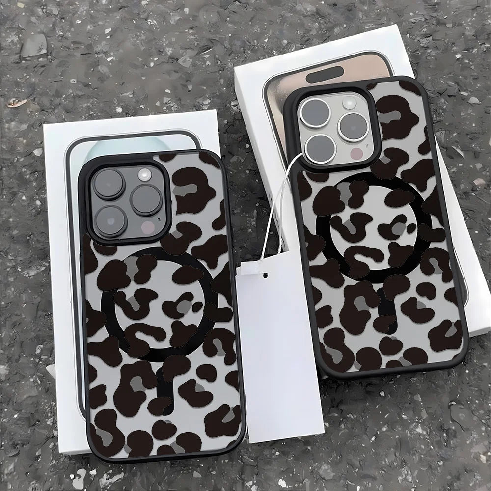 Leoparden Muster Klare Magnet Hülle für iPhone