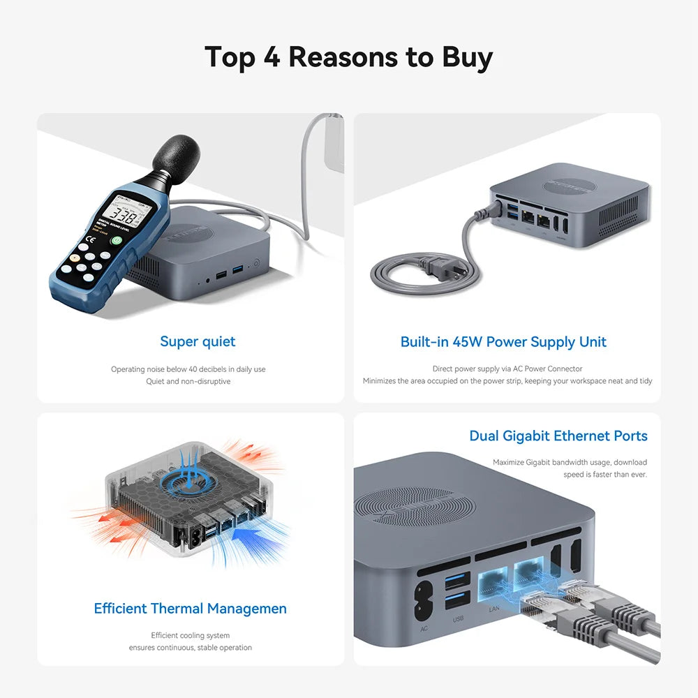 Leiser Mini-PC N100 mit 16GB RAM & 500GB SSD