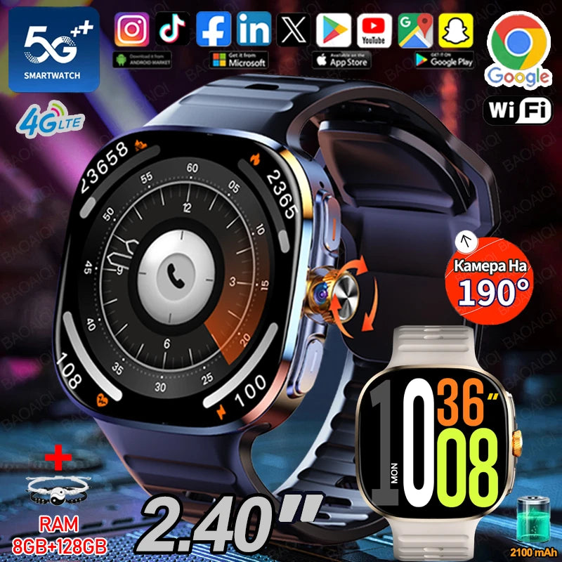 5G Smartwatch 2,4" AMOLED GPS Kamera 128GB Akku
