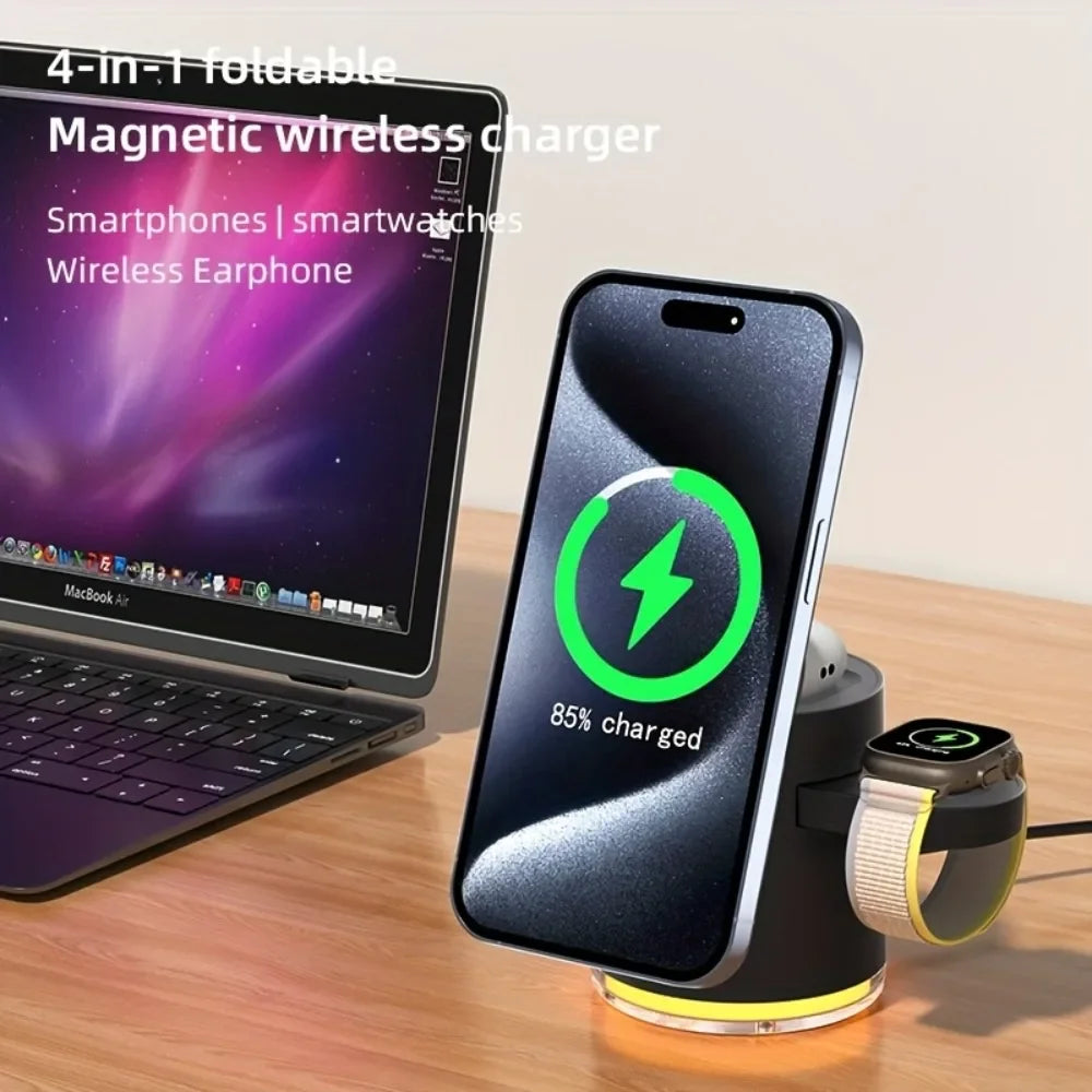 Faltbare 4-in-1 Qi2 Ladestation für iPhone & Watch