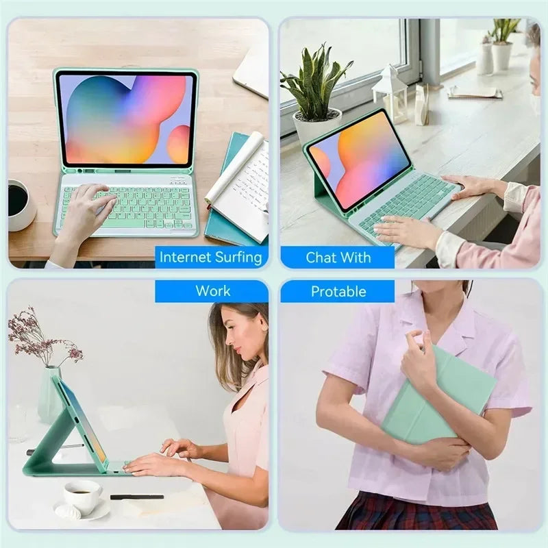 Bluetooth Tastatur & Maus mit Lederhülle für iPad 9.7–12.9 Zoll – Magnetisch & Stoßfest