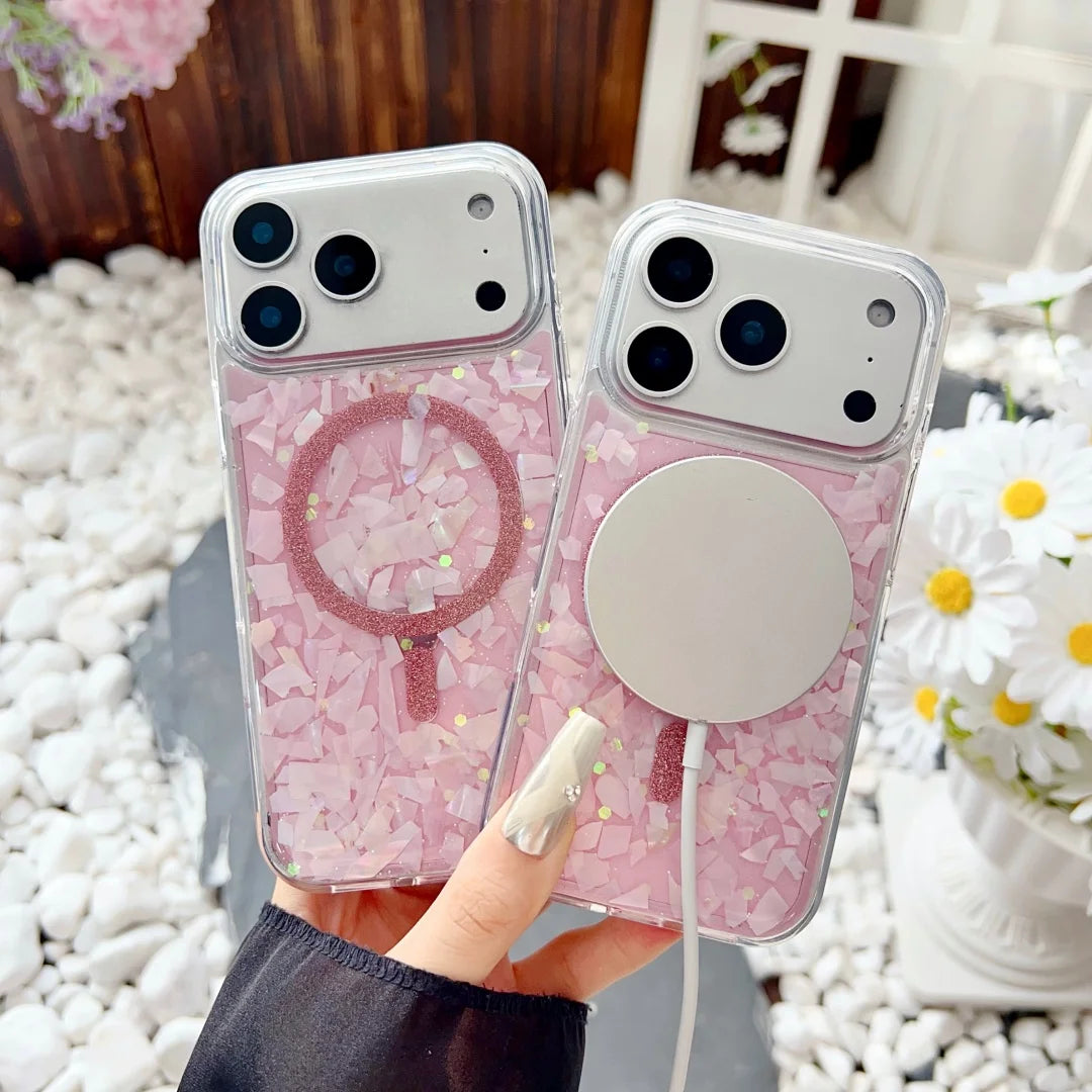 Glitzer Muschelmuster Hülle für iPhone 17 Pro Max