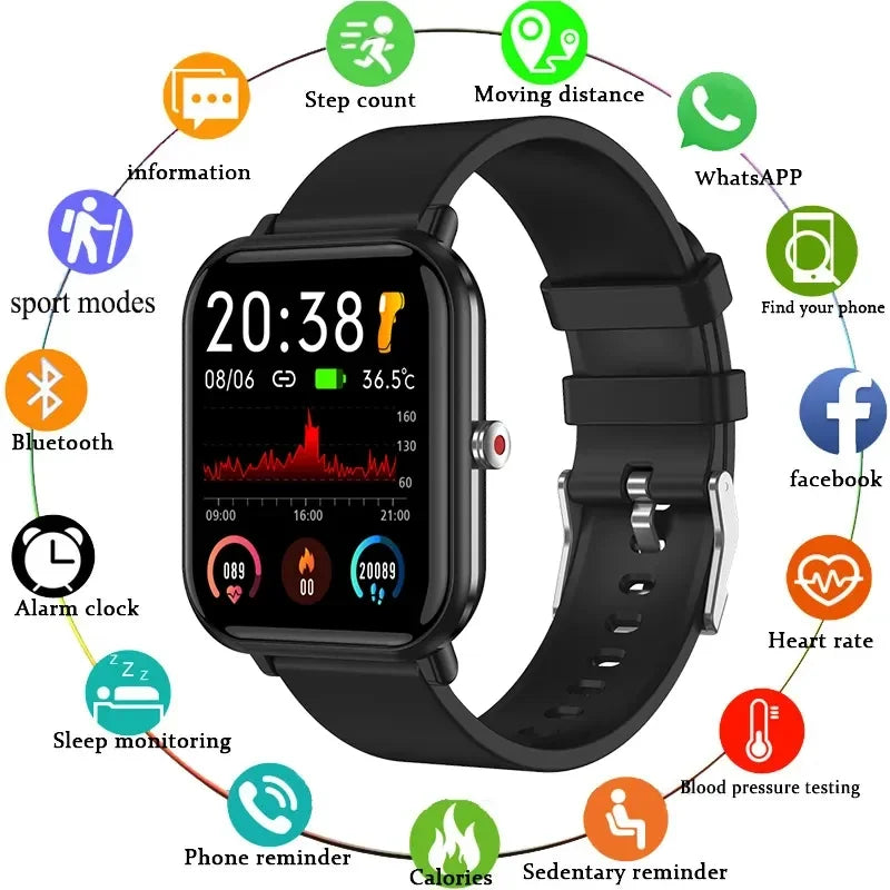 Smartwatch 2024 mit Anrufen, Musik & Temperatur-Messung