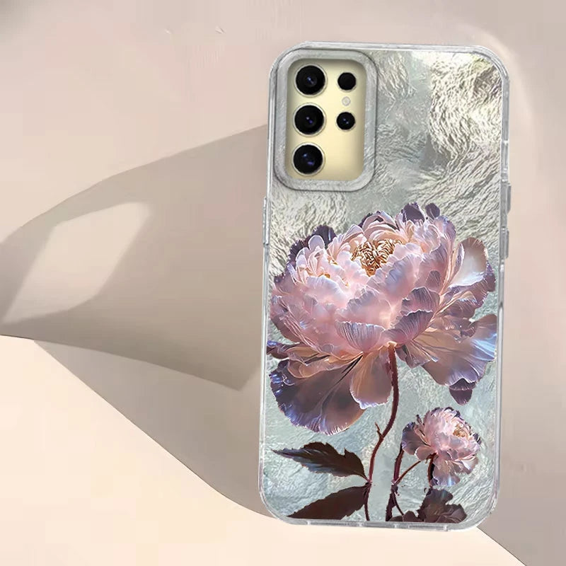 Weiße Lotus Floral Hülle für Samsung Galaxy S25