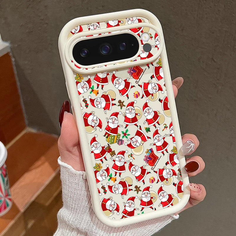 Soft TPU Christmas case for Google Pixel 7, 8 and 9 series, shockproof, flexible, perfect fit with deer motif, non-slip silicone case