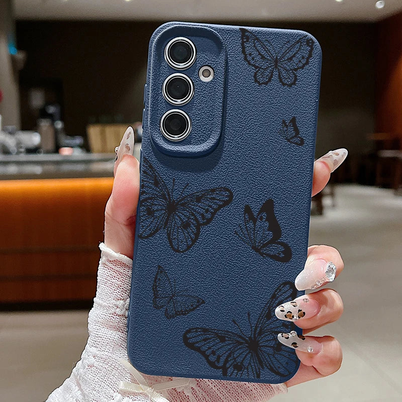 Elegante Schmetterlingshülle mit Leder-Optik für Samsung
