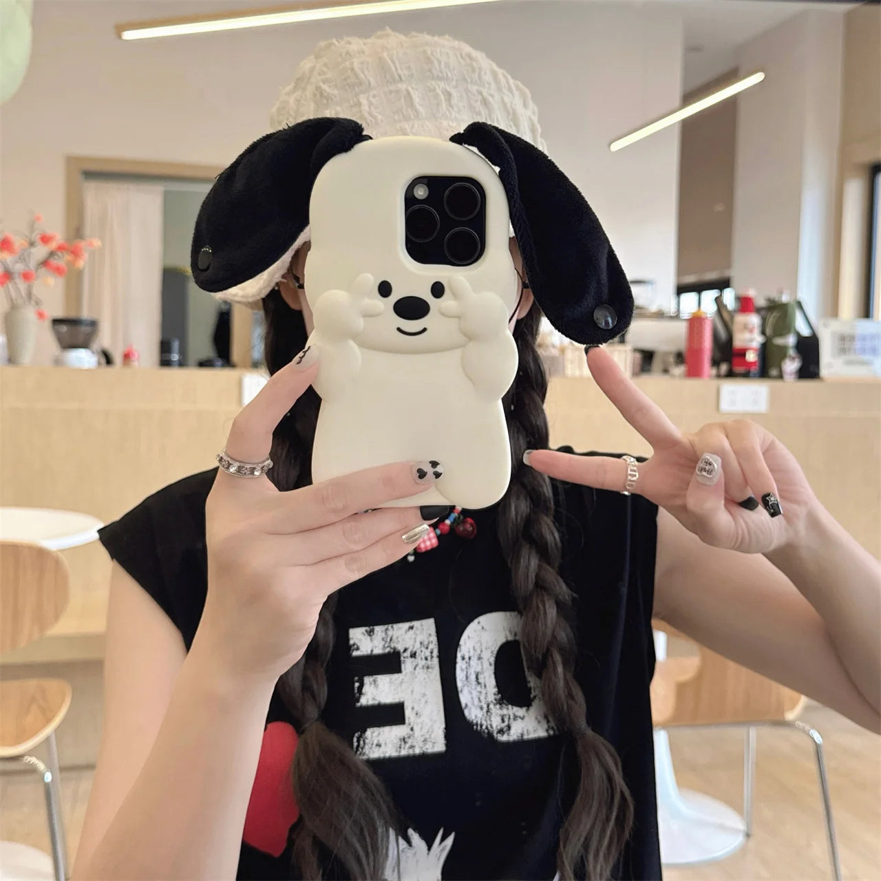 Lustige 3D Hund Handyhülle mit Ohren für iPhone