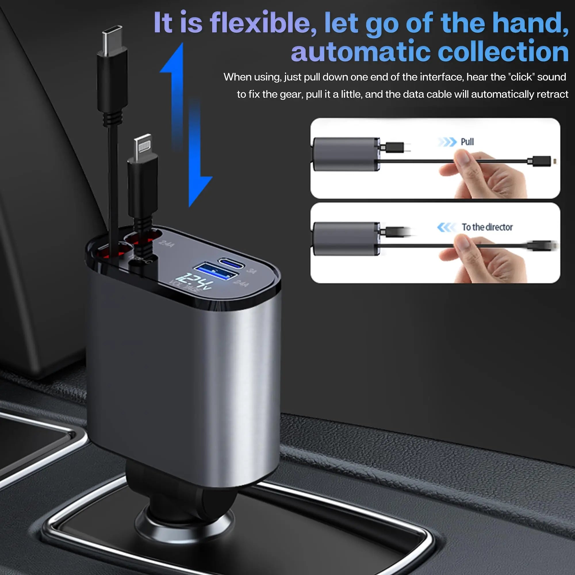 120W 4-in-1 Auto Ladegerät mit USB PD Kabel