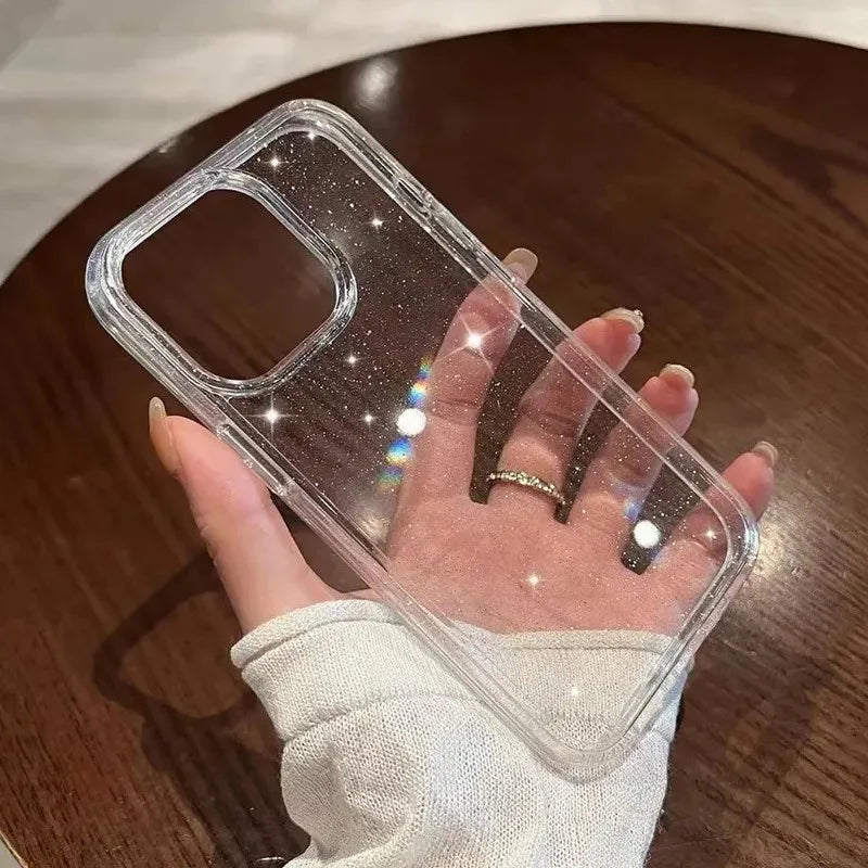Luxus Bling Glitter klare Handyhülle iPhone 11–16 Pro Max