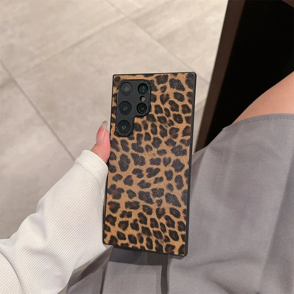 Luxus Hülle S24 Ultra Leopard Kroko Design