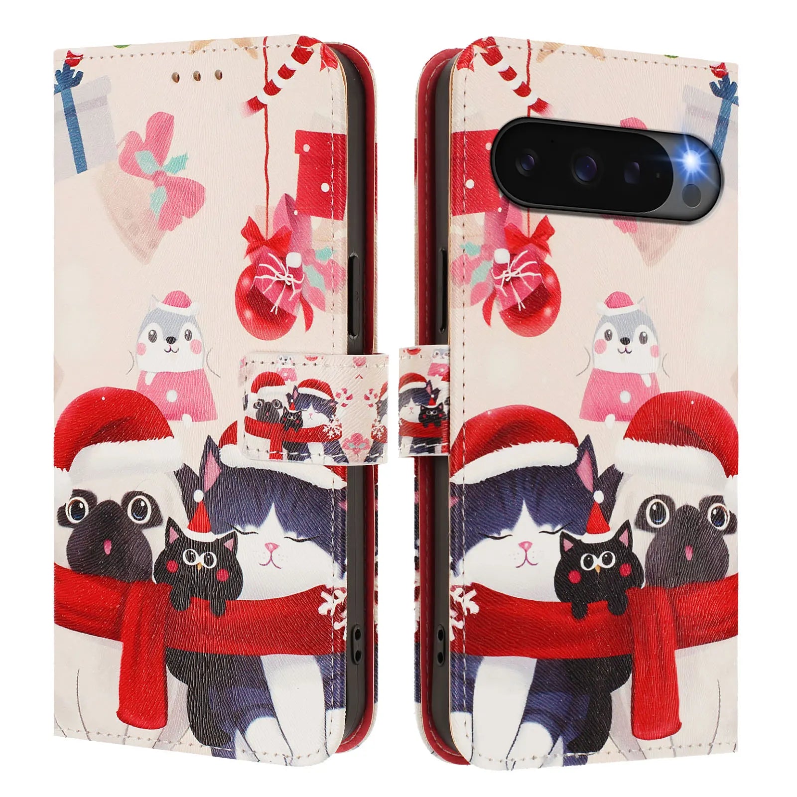 Weihnachtliche Santa Handyhülle mit Kartenfach für Google Pixel