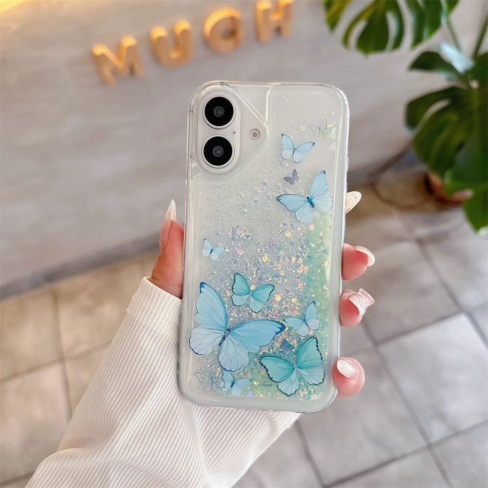 Leuchtende Glitzer Schmetterlingshülle für iPhone 17