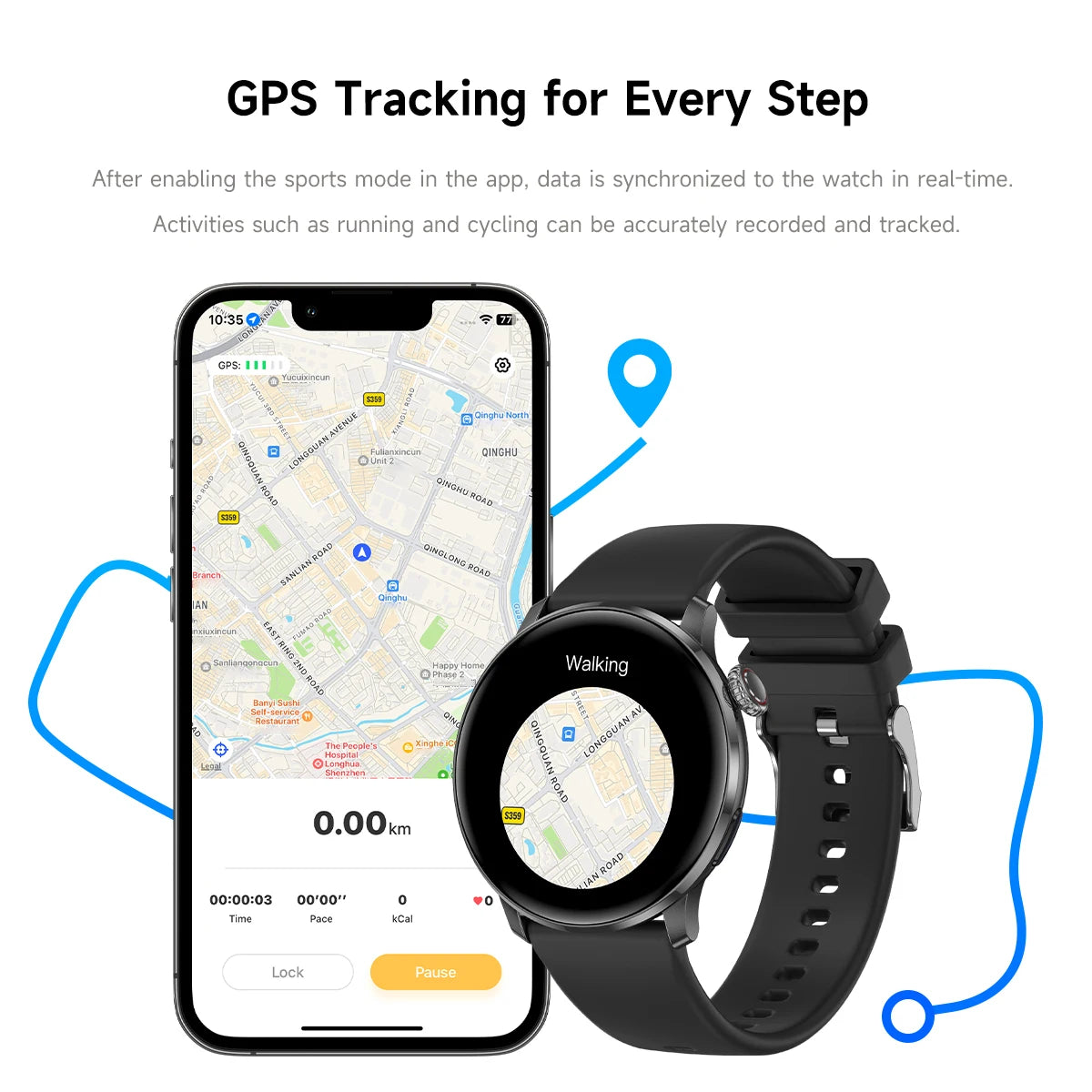 2025 Damen Smartwatch GPS Sport Gesundheit Bluetooth