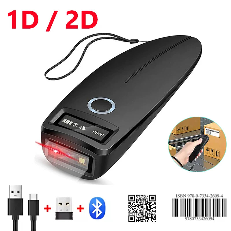 Mini 2D Barcode Scanner Bluetooth Wireless Mobil