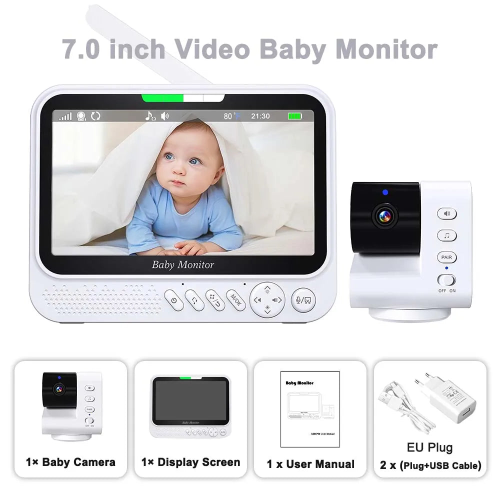 7-inch video baby monitor with pan-tilt-zoom